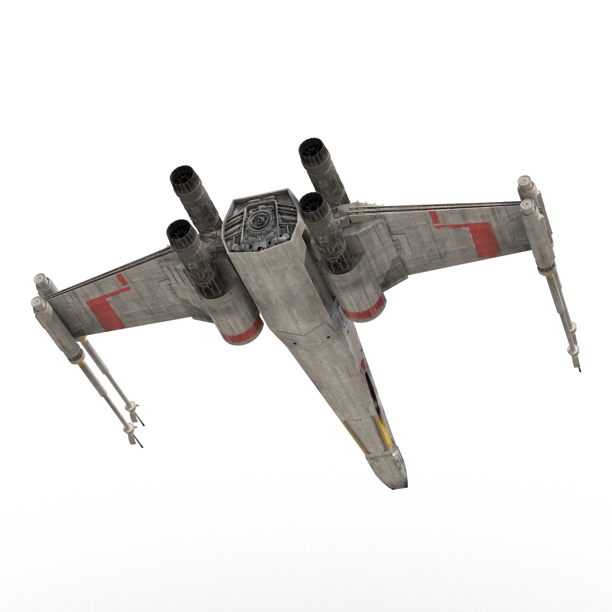 Star Wars X Wing Starfighter Rigged Red 3D model