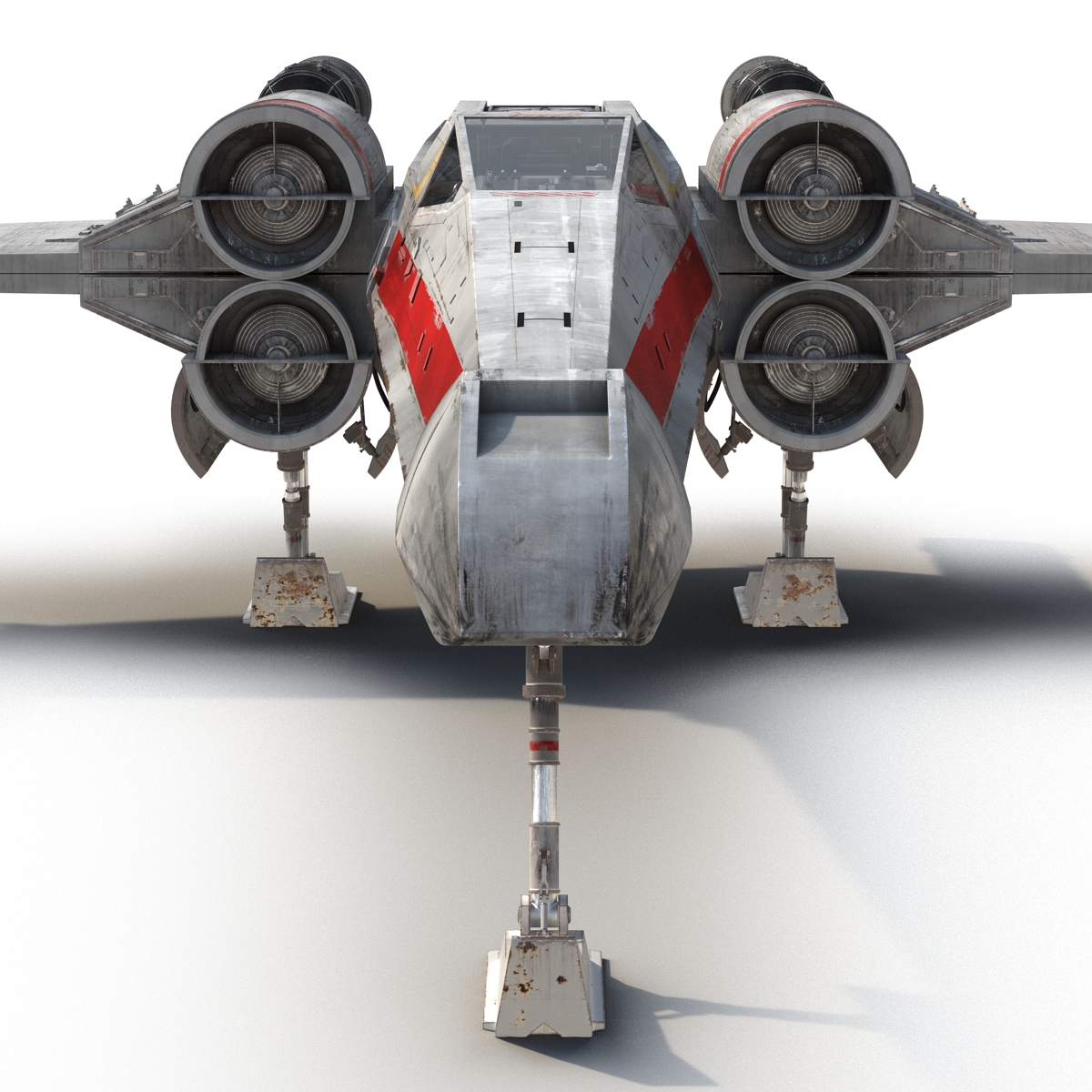 Star Wars X Wing Starfighter Rigged Red 3D model