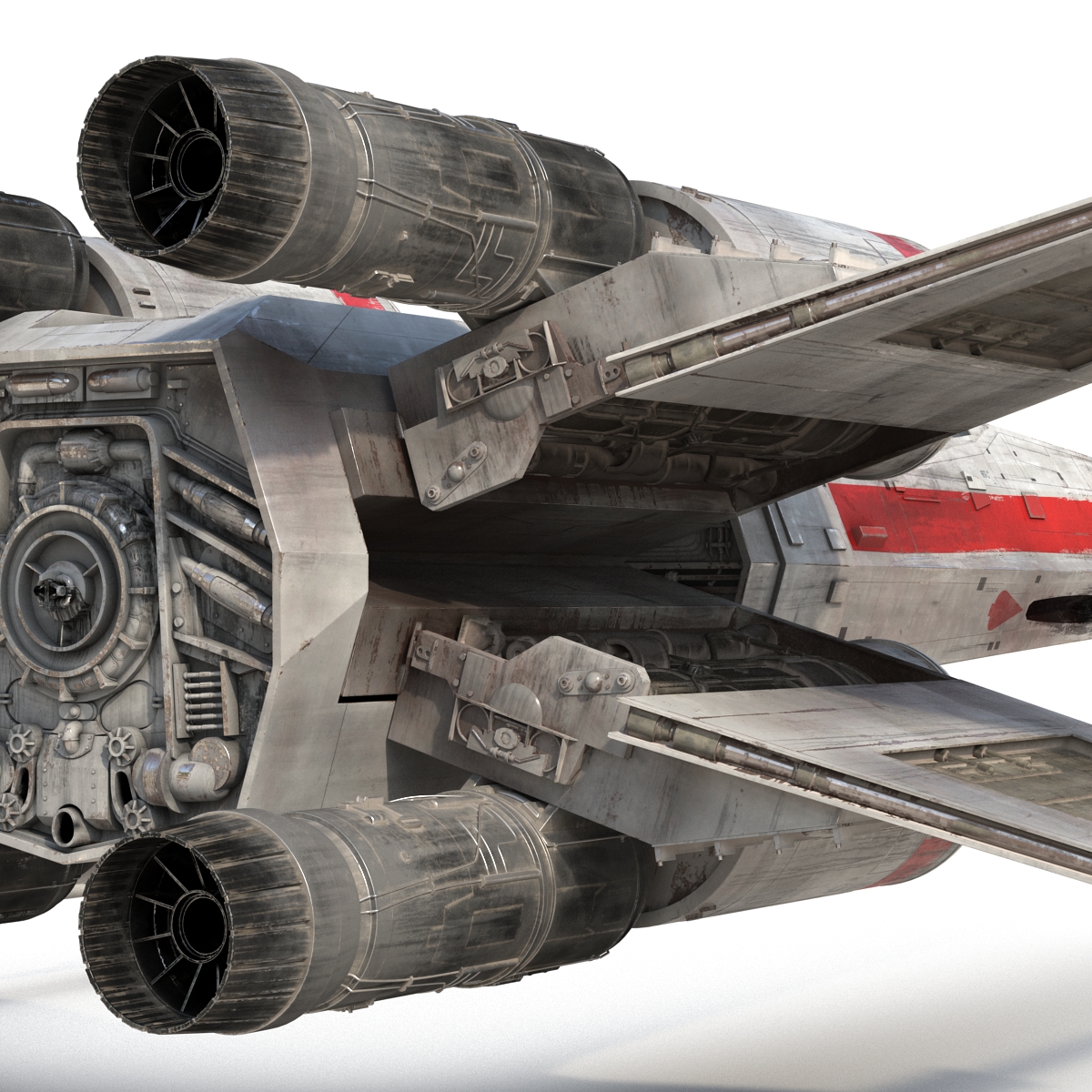 Star Wars X Wing Starfighter Rigged Red 3D model