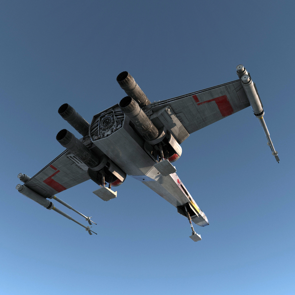 Star Wars X Wing Starfighter Rigged Red 3D model