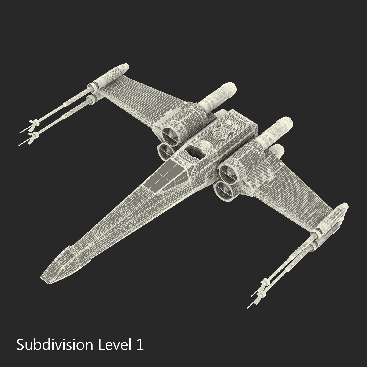 Star Wars X Wing Starfighter Rigged Red 3D model