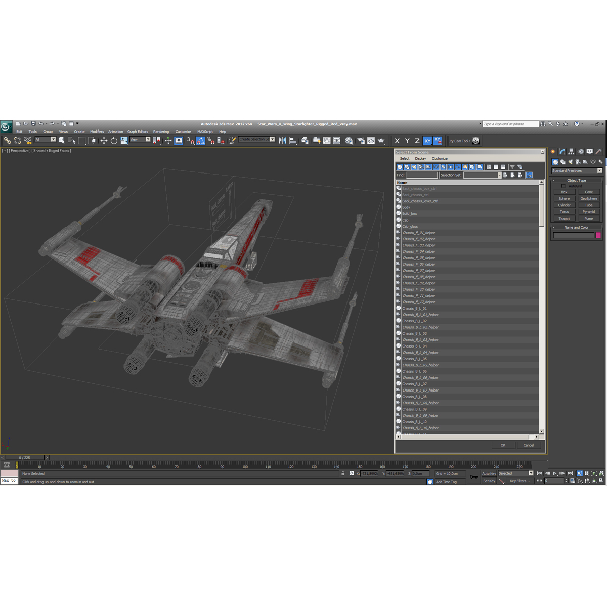 Star Wars X Wing Starfighter Rigged Red 3D model