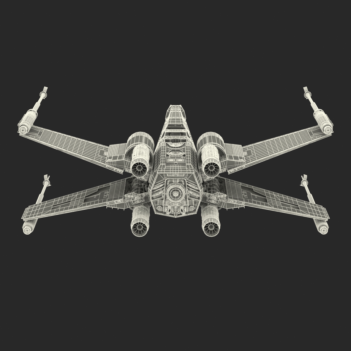 Star Wars X Wing Starfighter Rigged Red 3D model