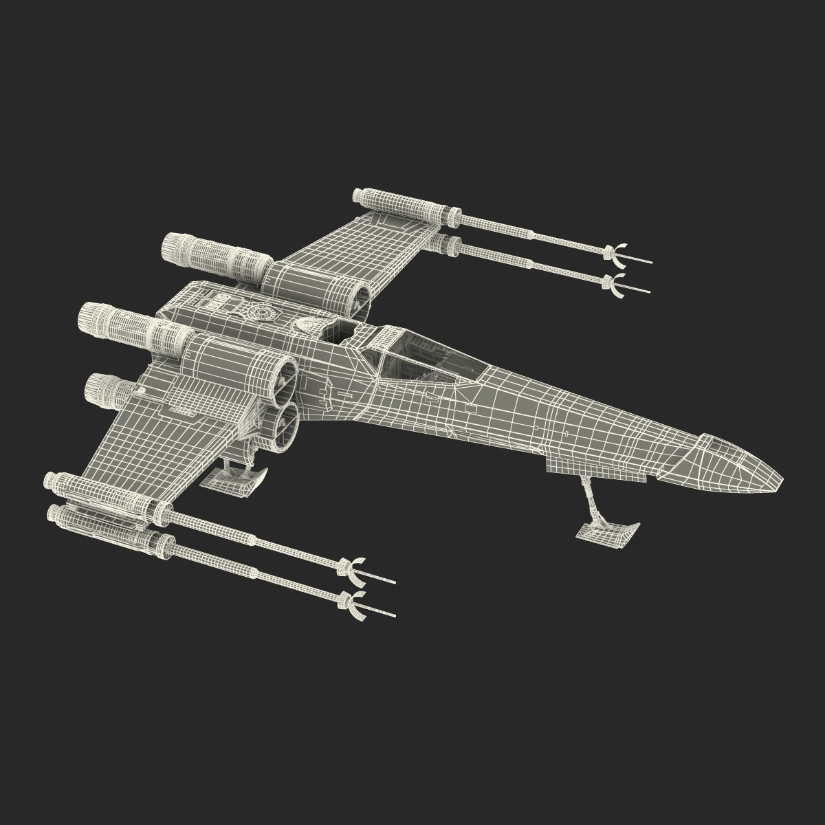 Star Wars X Wing Starfighter Rigged Red 3D model