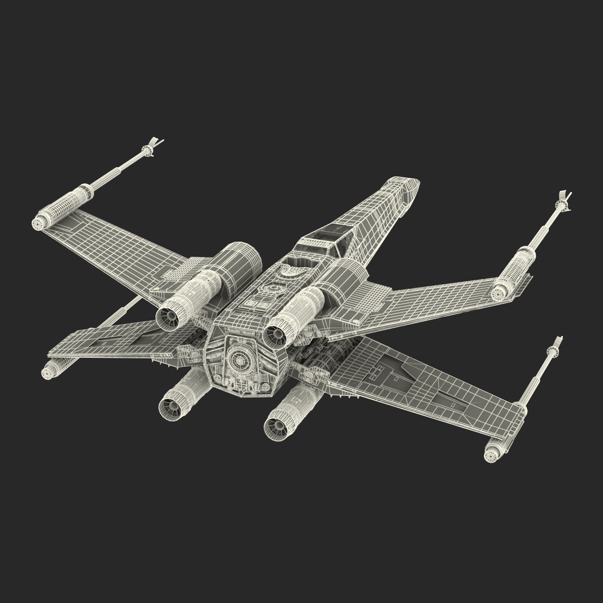 Star Wars X Wing Starfighter Rigged Red 3D model