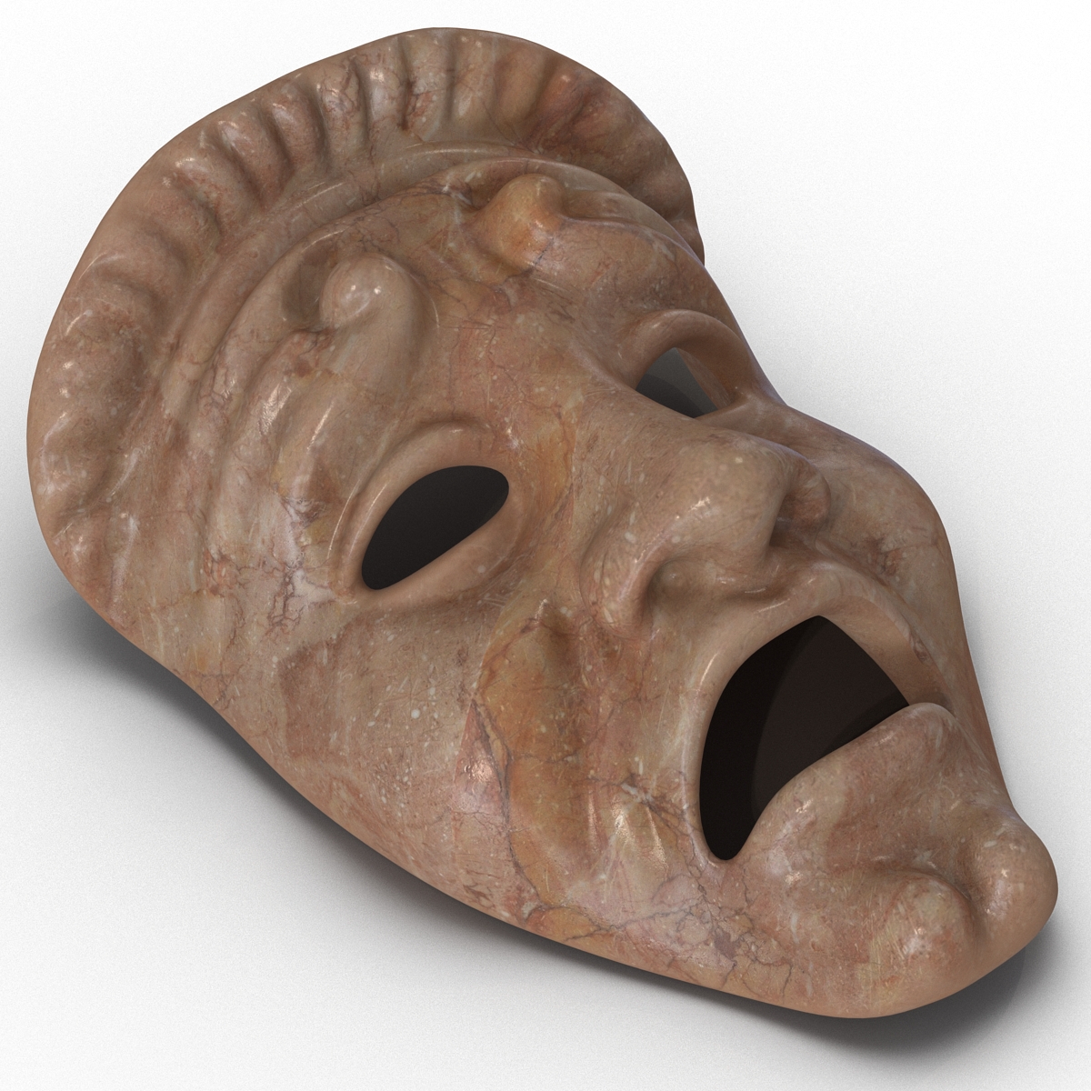 3D Theatre Tragedy Mask Red Marble