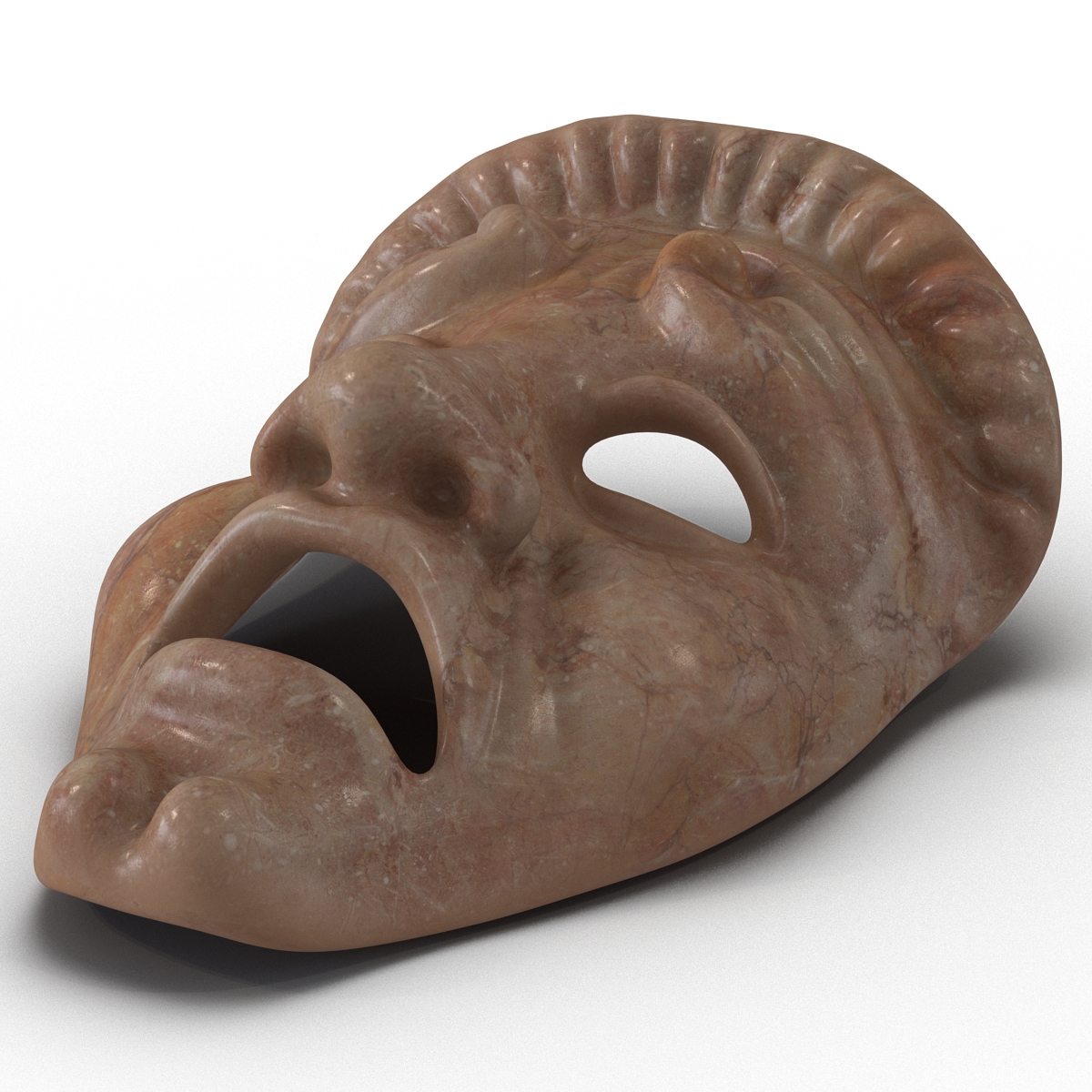 3D Theatre Tragedy Mask Red Marble