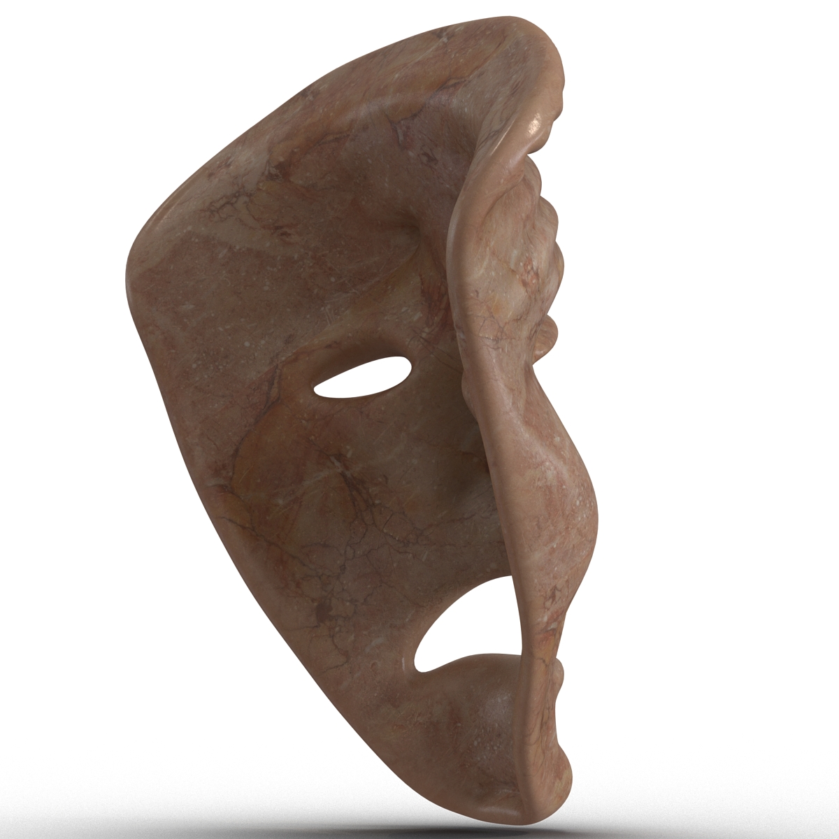 3D Theatre Tragedy Mask Red Marble