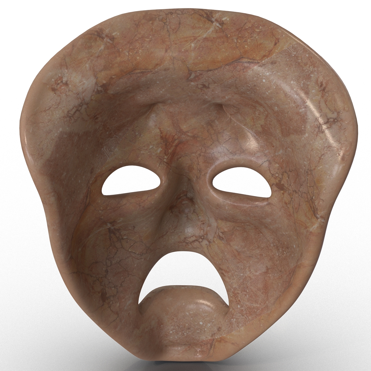 3D Theatre Tragedy Mask Red Marble