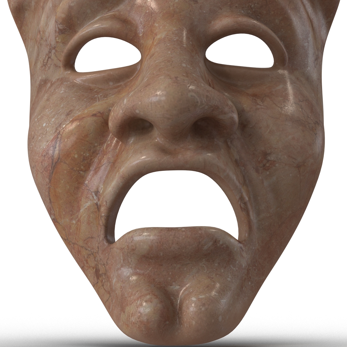 3D Theatre Tragedy Mask Red Marble