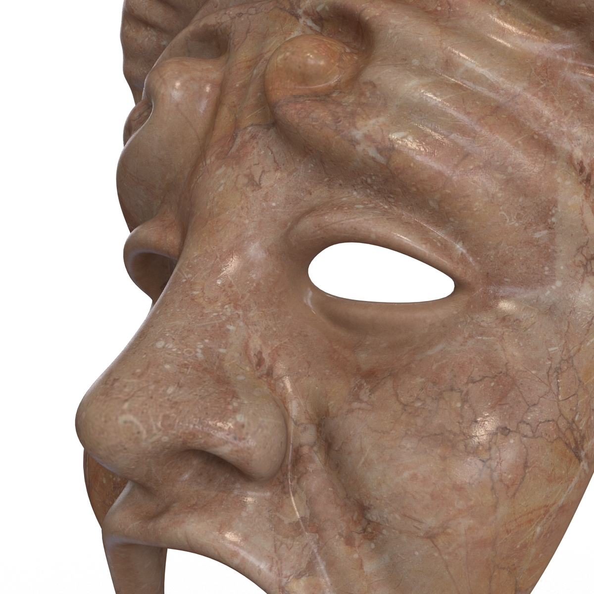 3D Theatre Tragedy Mask Red Marble