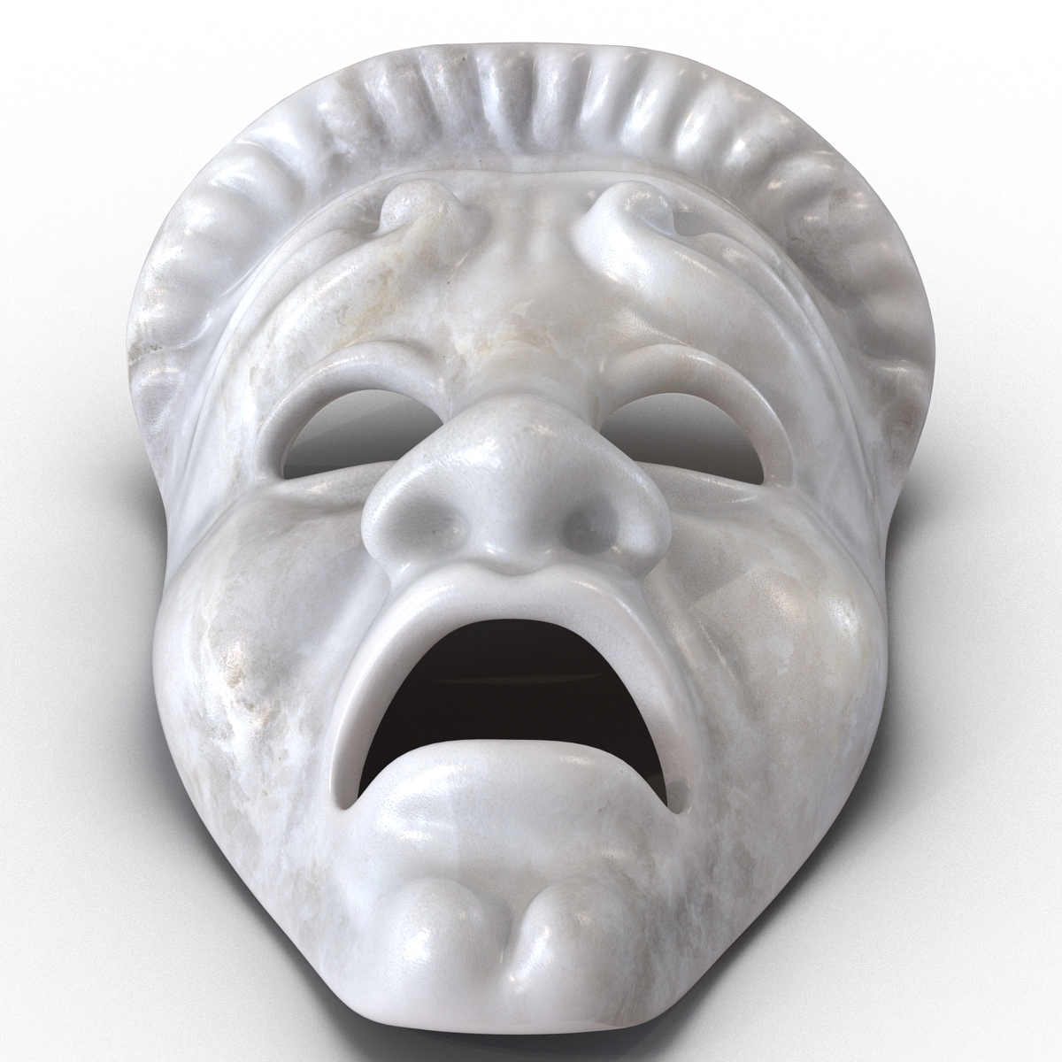 3D Theatre Tragedy Mask White Marble model