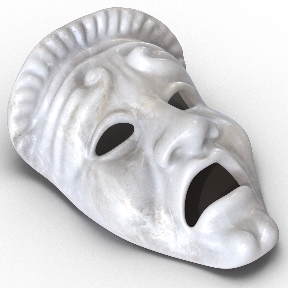 3D Theatre Tragedy Mask White Marble model