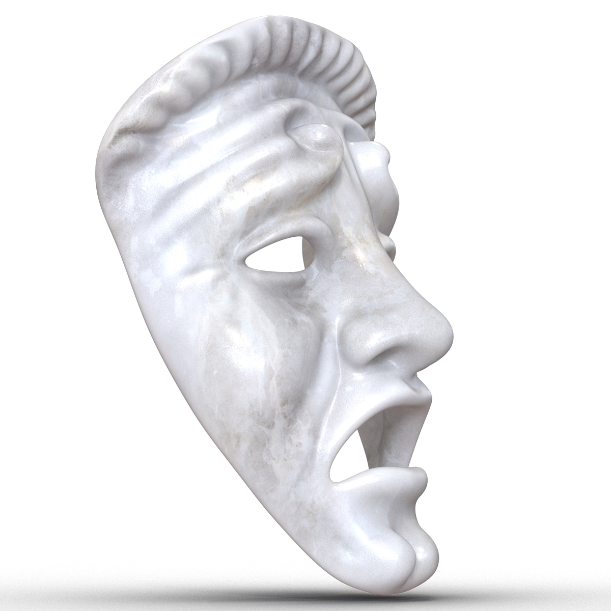 3D Theatre Tragedy Mask White Marble model