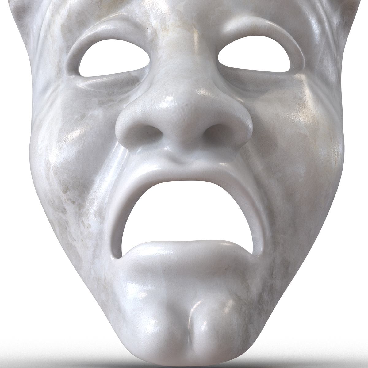 3D Theatre Tragedy Mask White Marble model