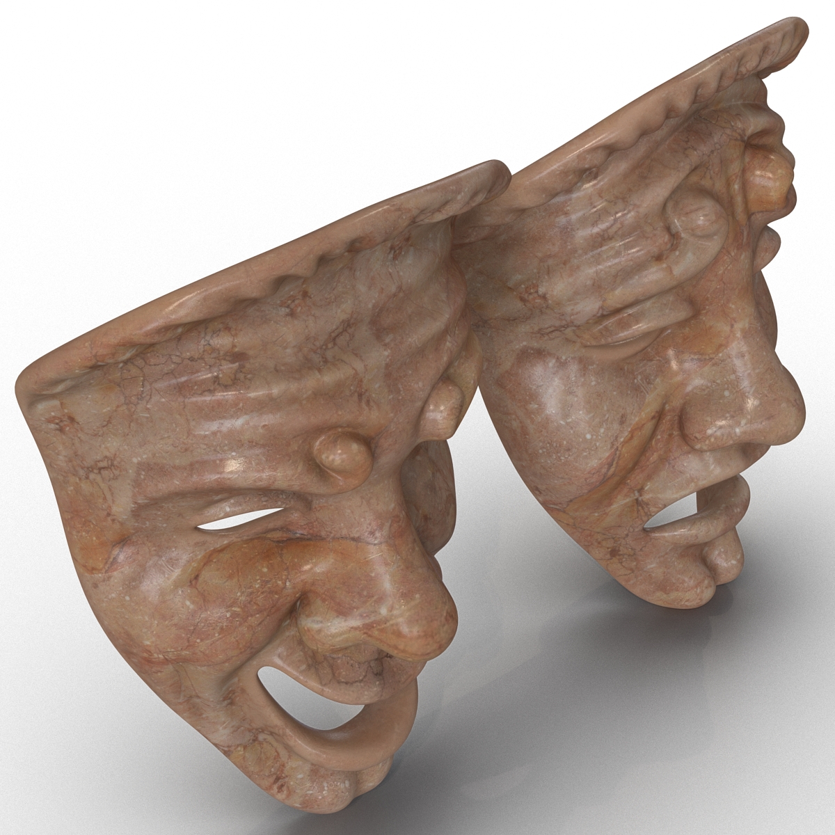 3D Theatre Masks Set Red Marble model