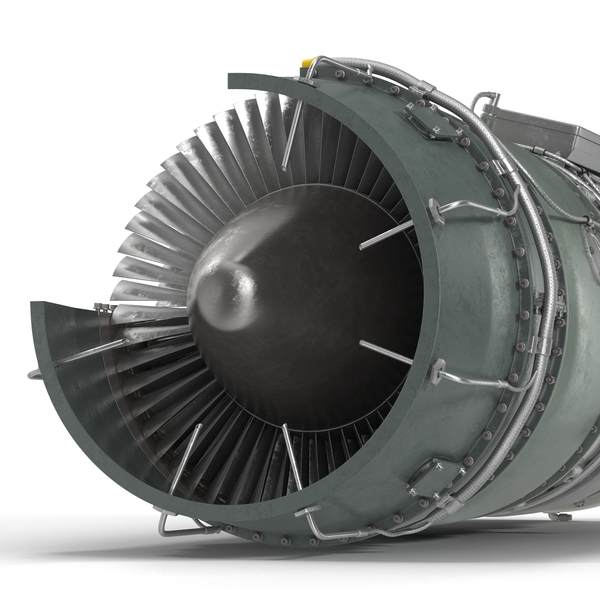 3D model Turbojet Engine Sectioned