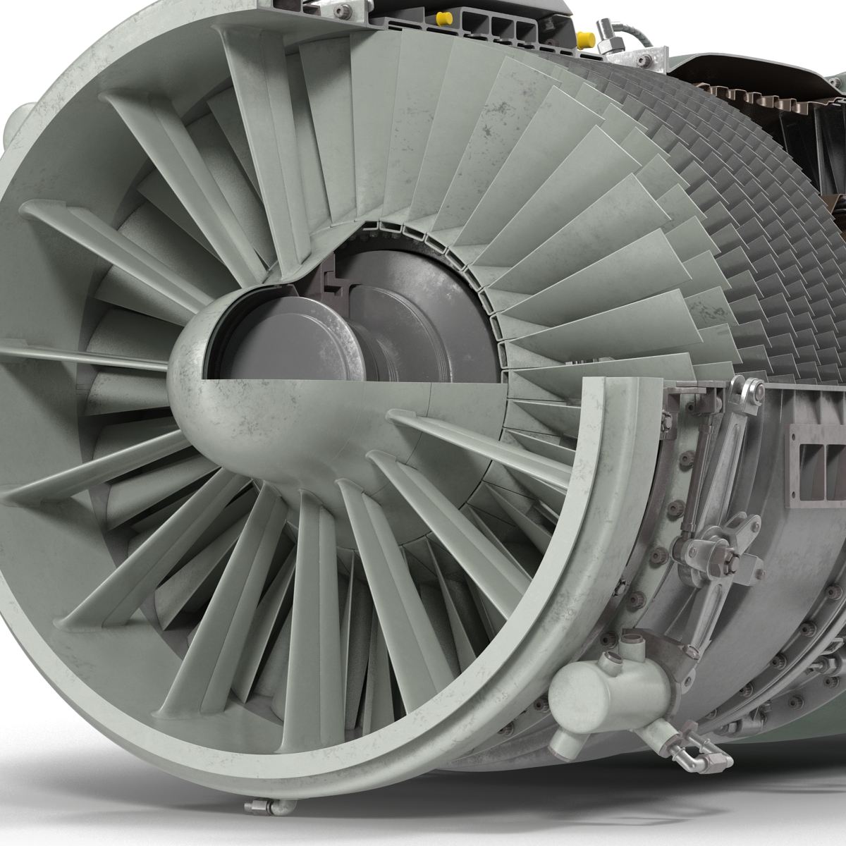 3D model Turbojet Engine Sectioned