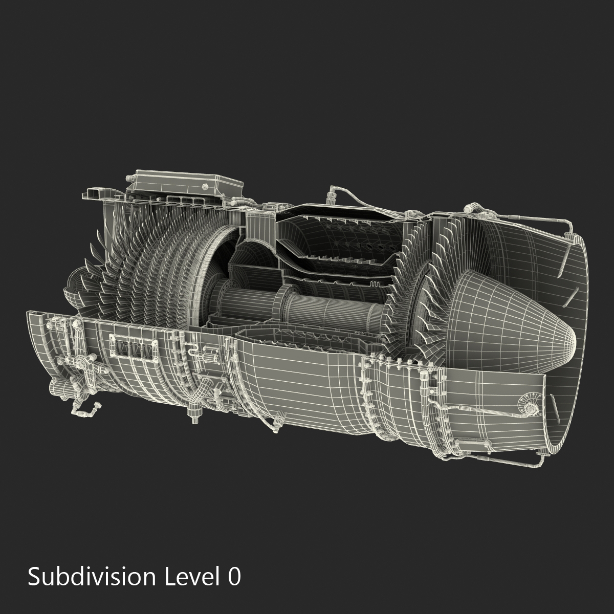 3D model Turbojet Engine Sectioned