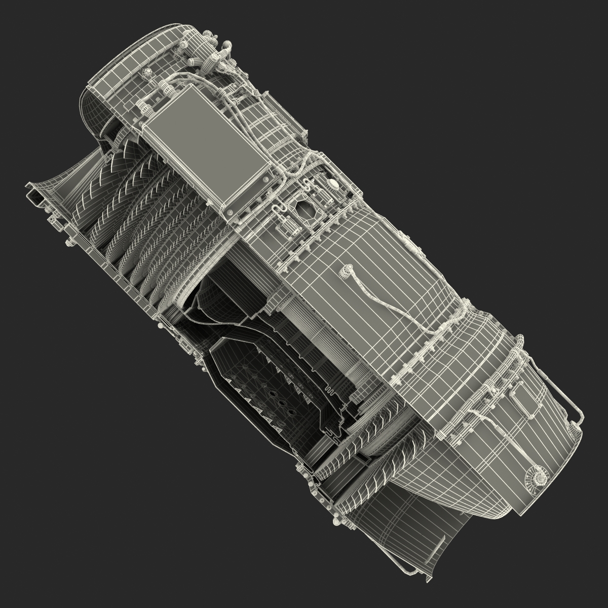 3D model Turbojet Engine Sectioned