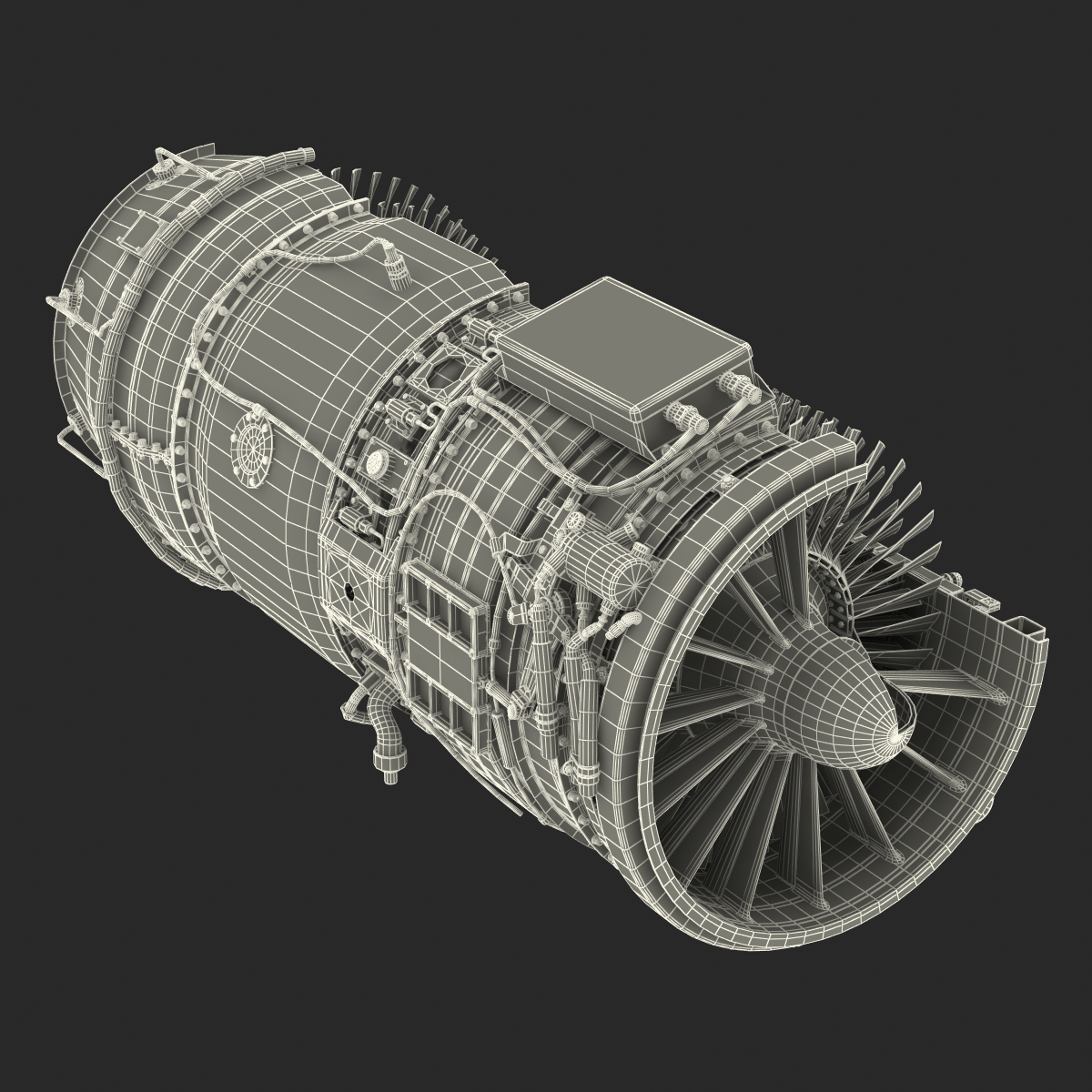 3D model Turbojet Engine Sectioned