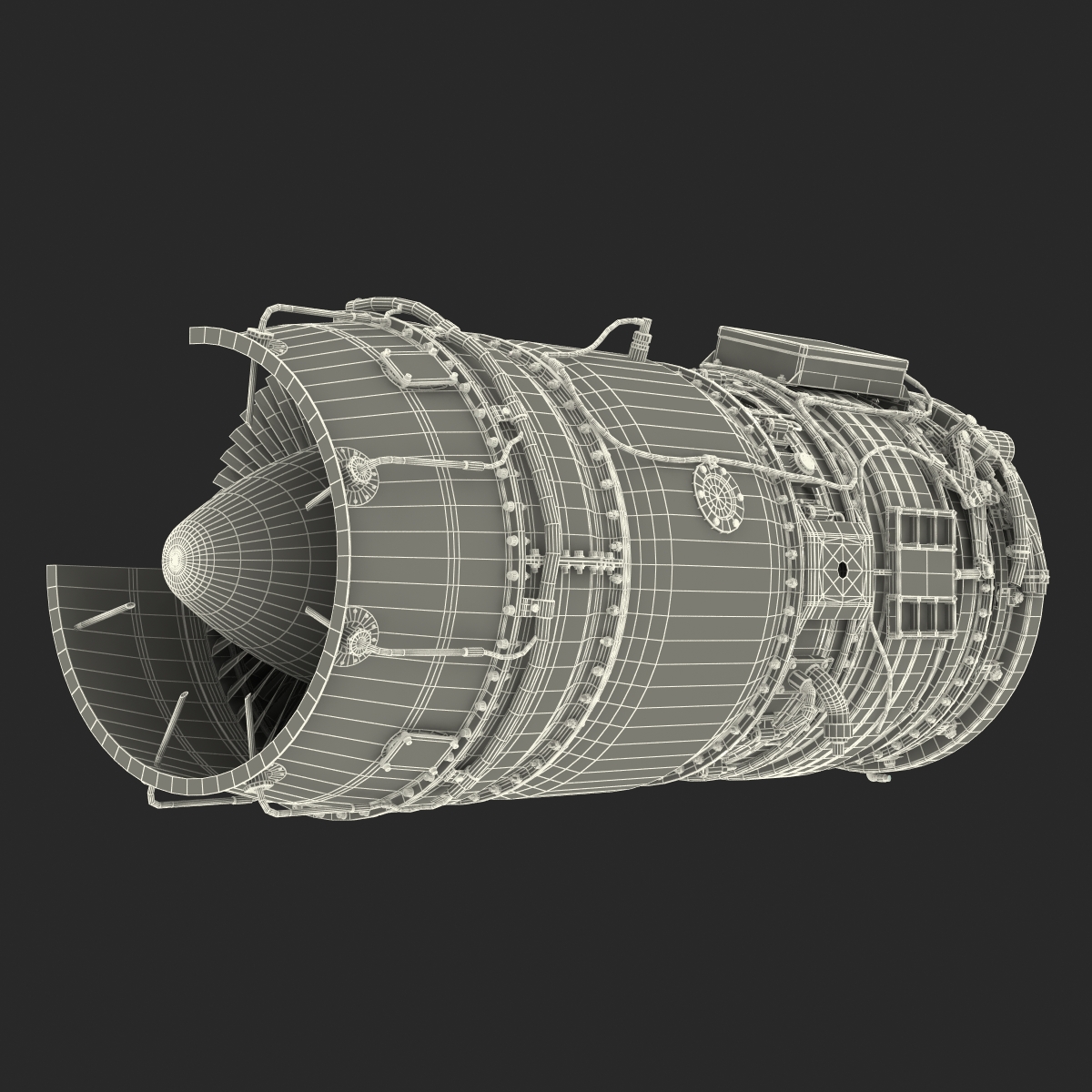 3D model Turbojet Engine Sectioned