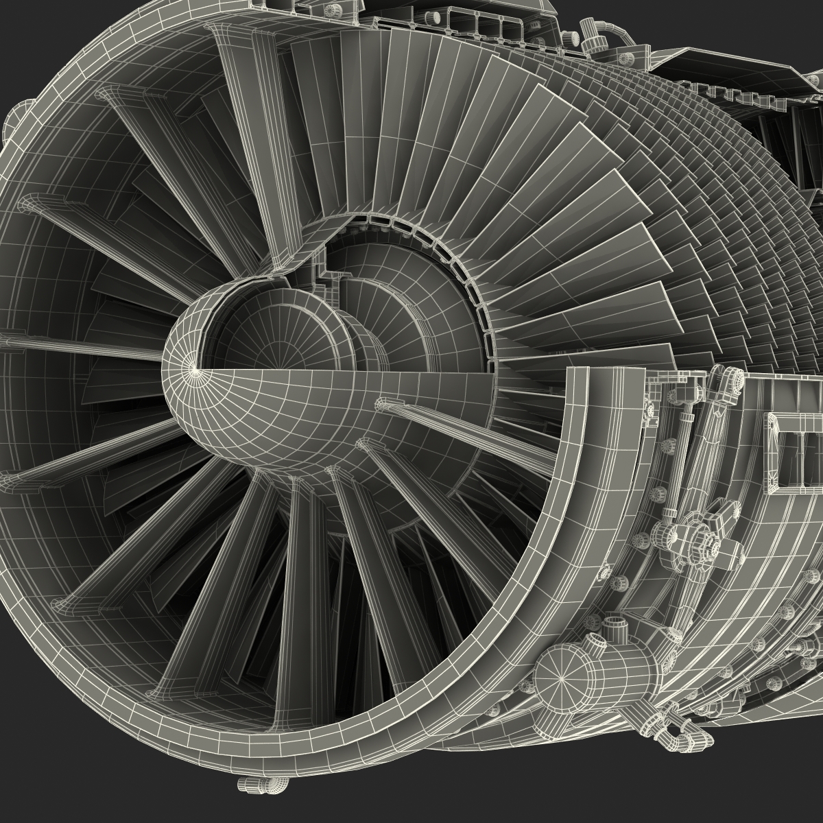 3D model Turbojet Engine Sectioned