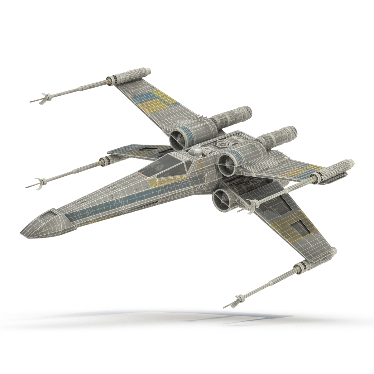 Star Wars X Wing Starfighter and R2D2 Blue 3D