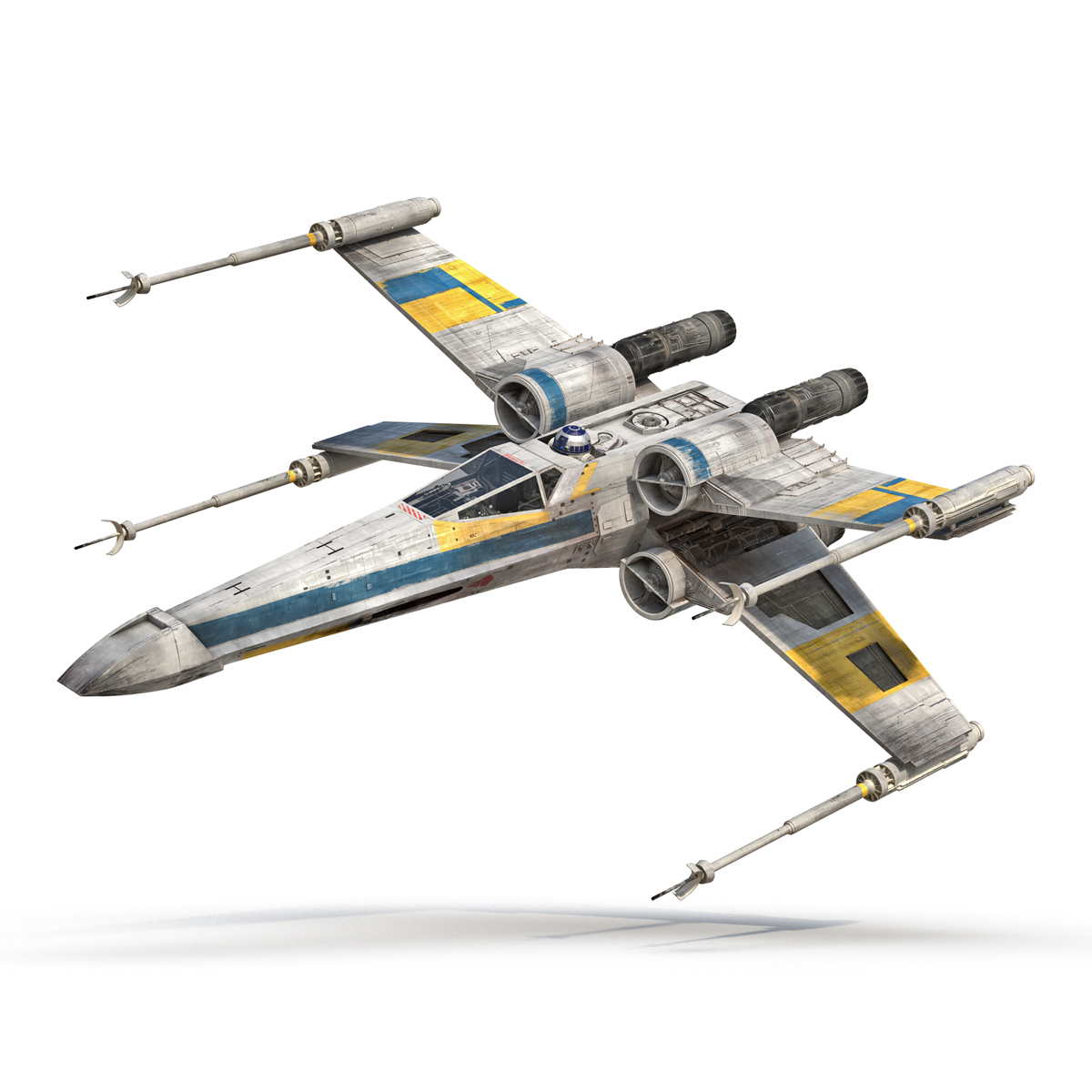 Star Wars X Wing Starfighter and R2D2 Blue 3D