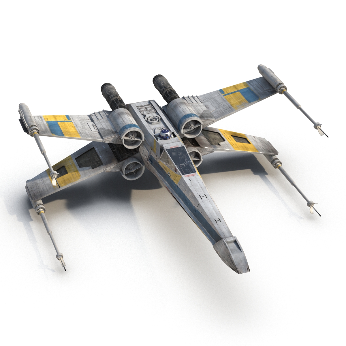 Star Wars X Wing Starfighter and R2D2 Blue 3D