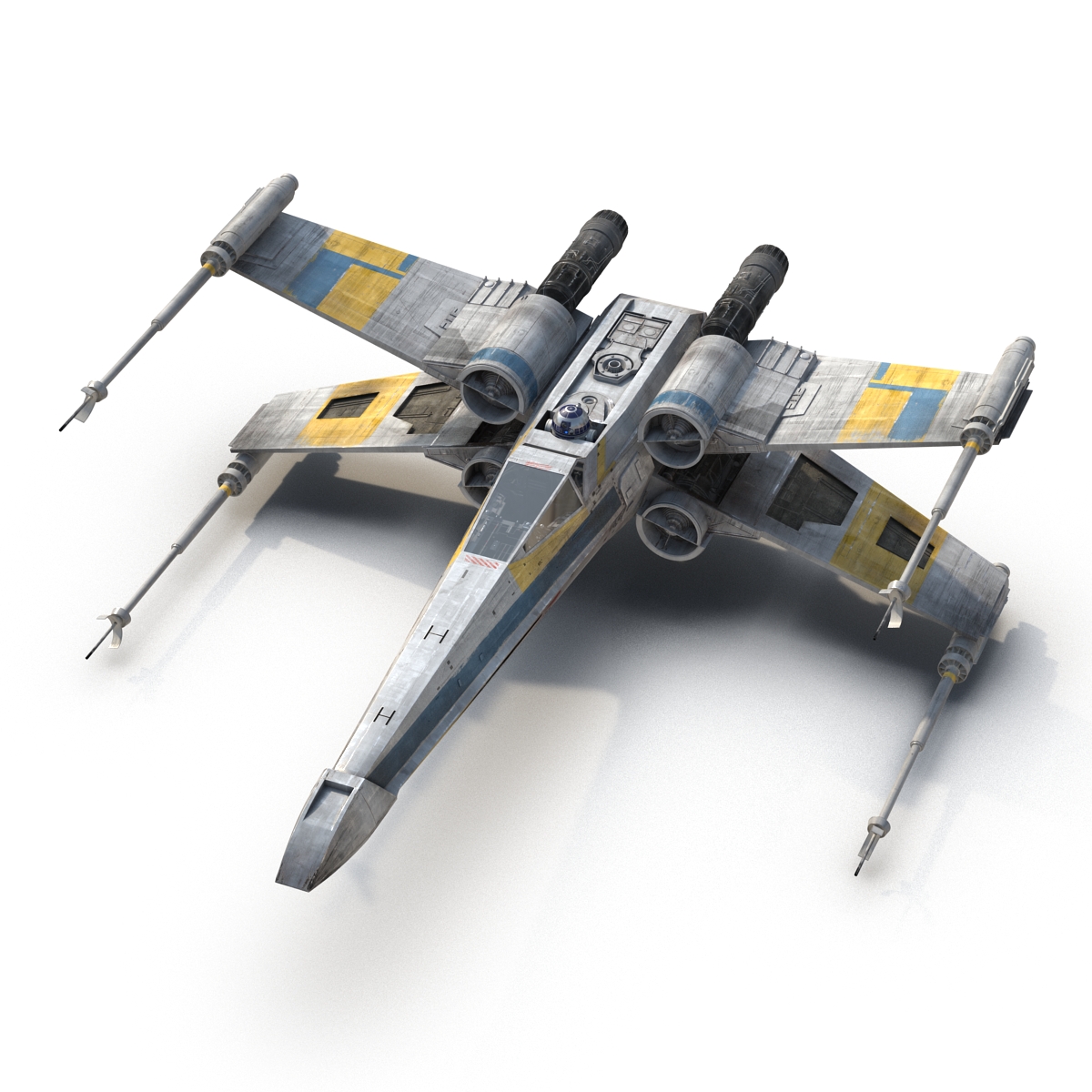 Star Wars X Wing Starfighter and R2D2 Blue 3D