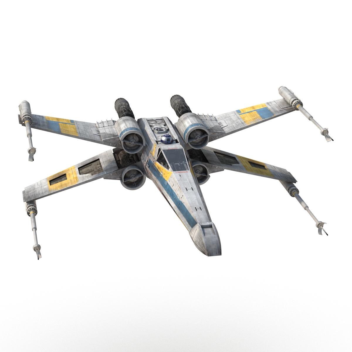 Star Wars X Wing Starfighter and R2D2 Blue 3D