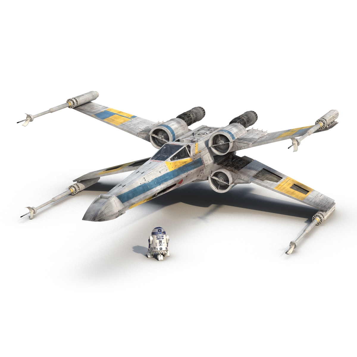 Star Wars X Wing Starfighter and R2D2 Blue 3D