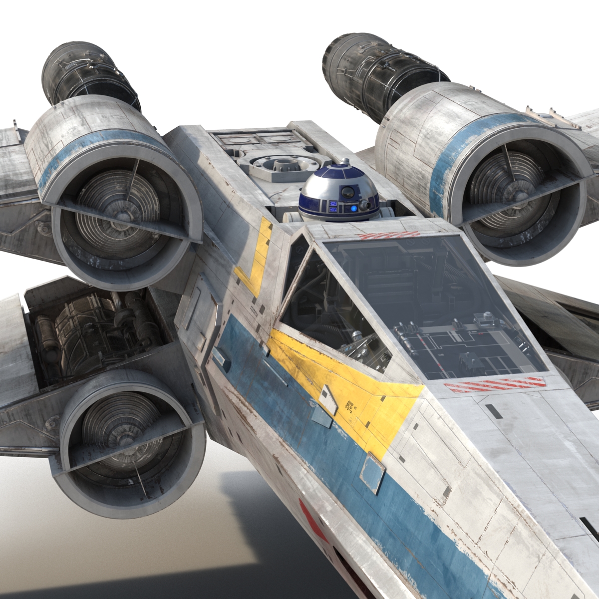 Star Wars X Wing Starfighter and R2D2 Blue 3D