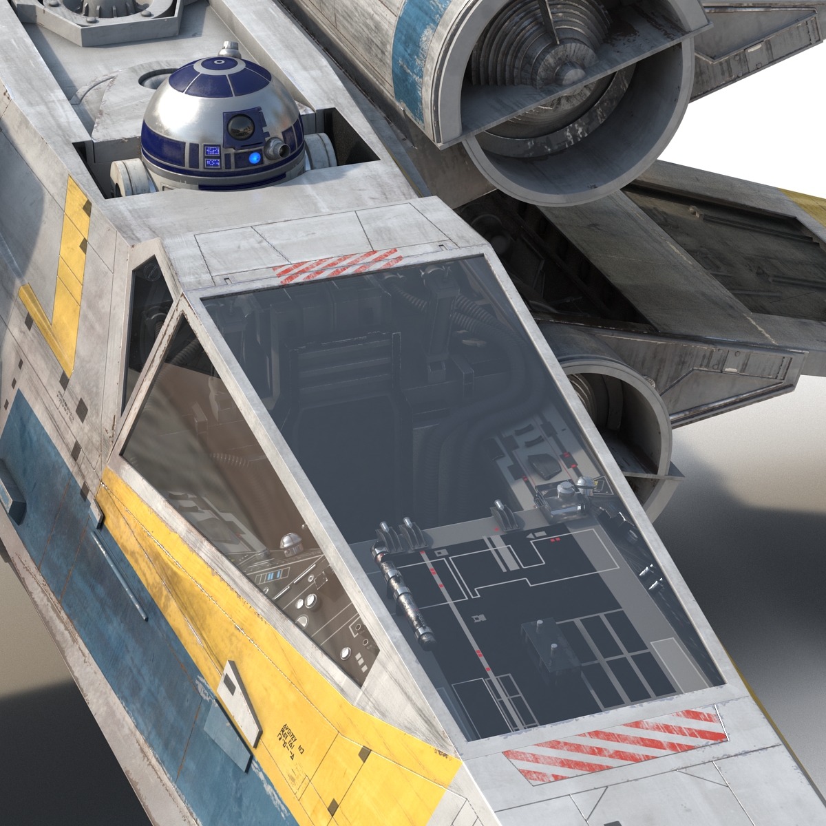 Star Wars X Wing Starfighter and R2D2 Blue 3D