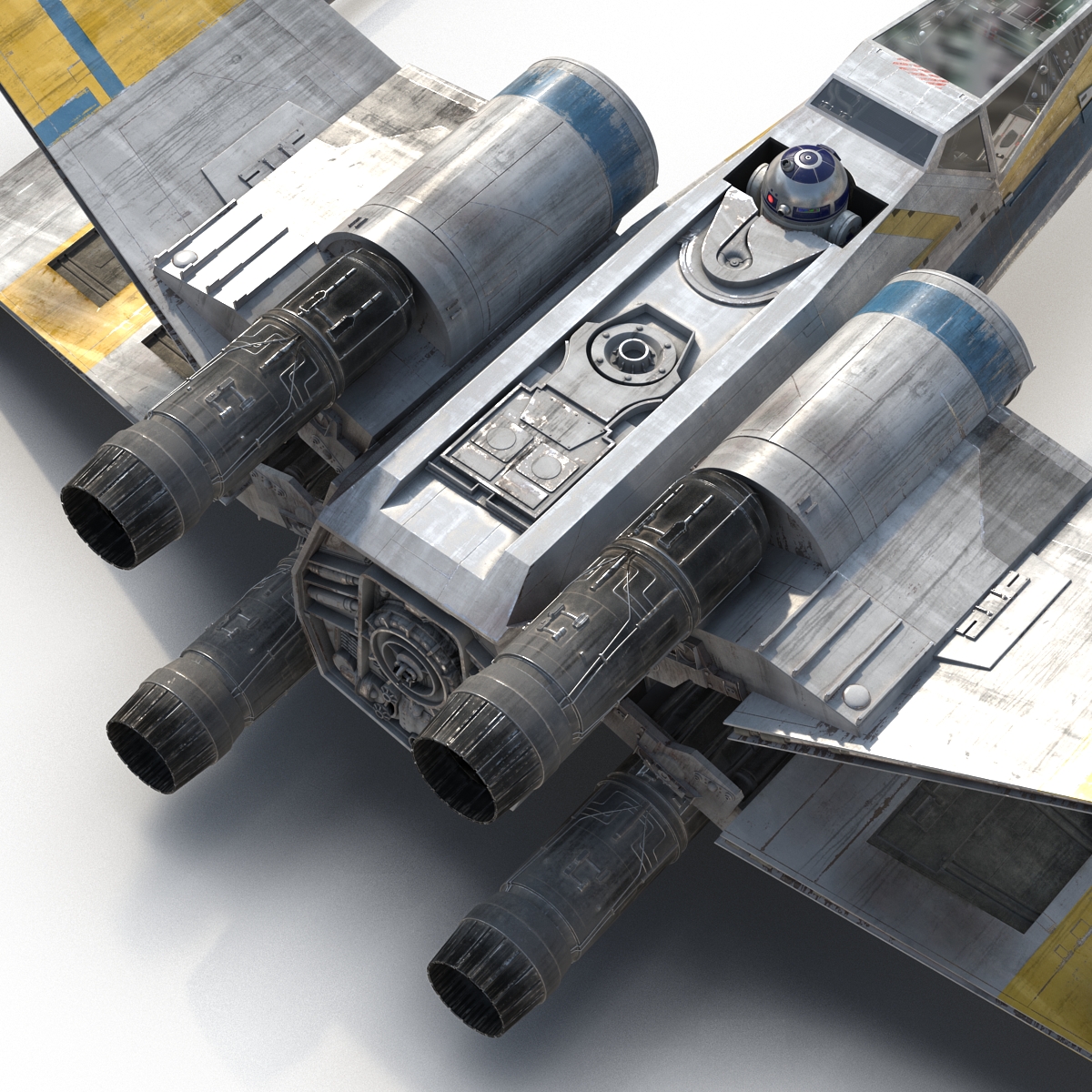 Star Wars X Wing Starfighter and R2D2 Blue 3D