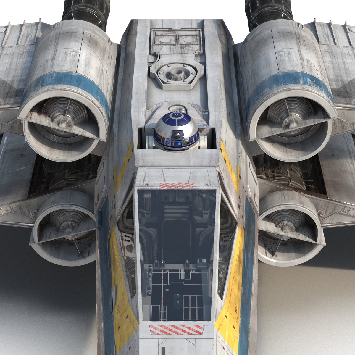 Star Wars X Wing Starfighter and R2D2 Blue 3D