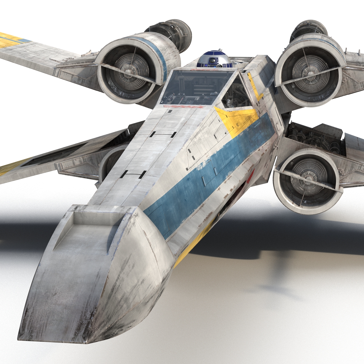 Star Wars X Wing Starfighter and R2D2 Blue 3D