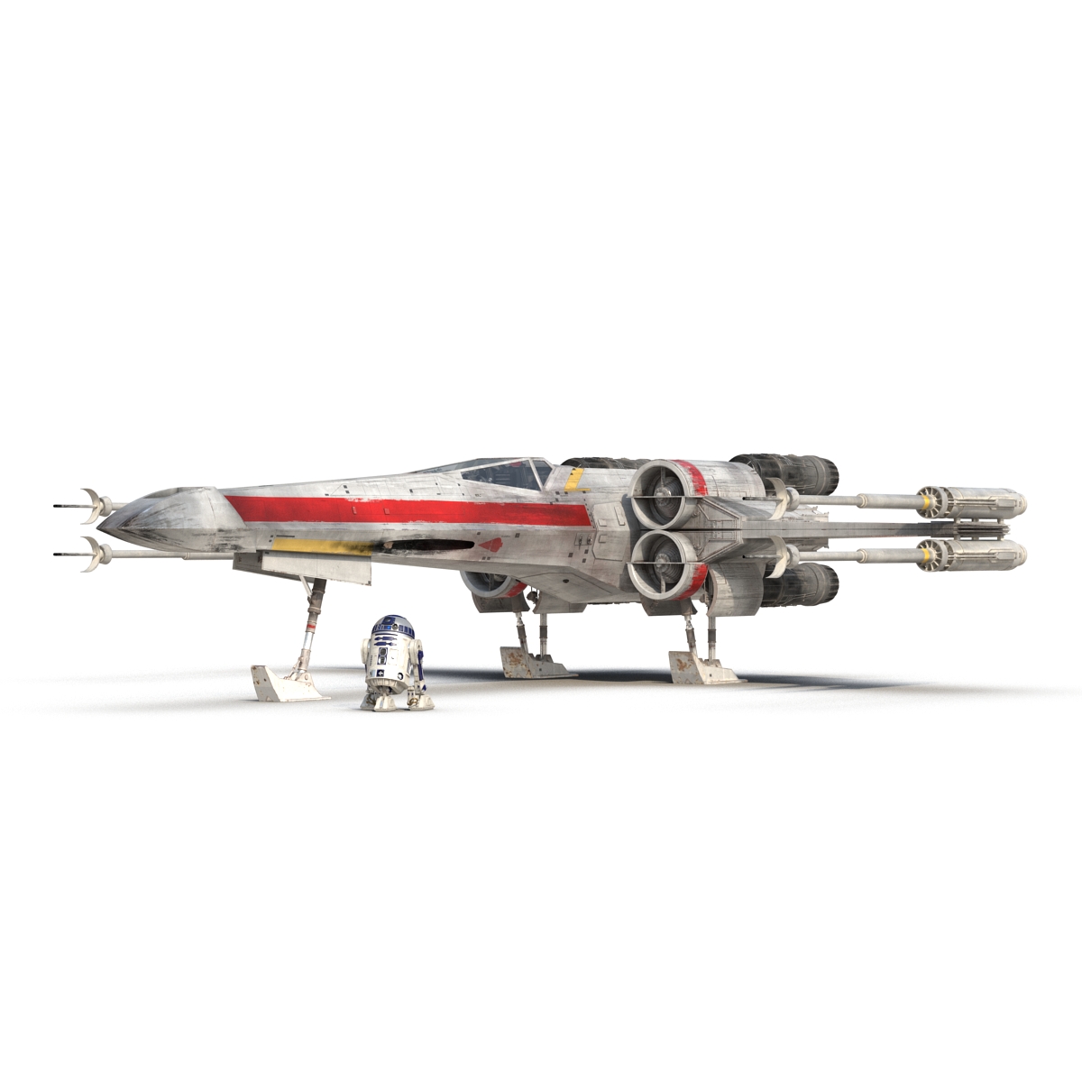 3D Star Wars X Wing Starfighter and R2D2 Red 2 model