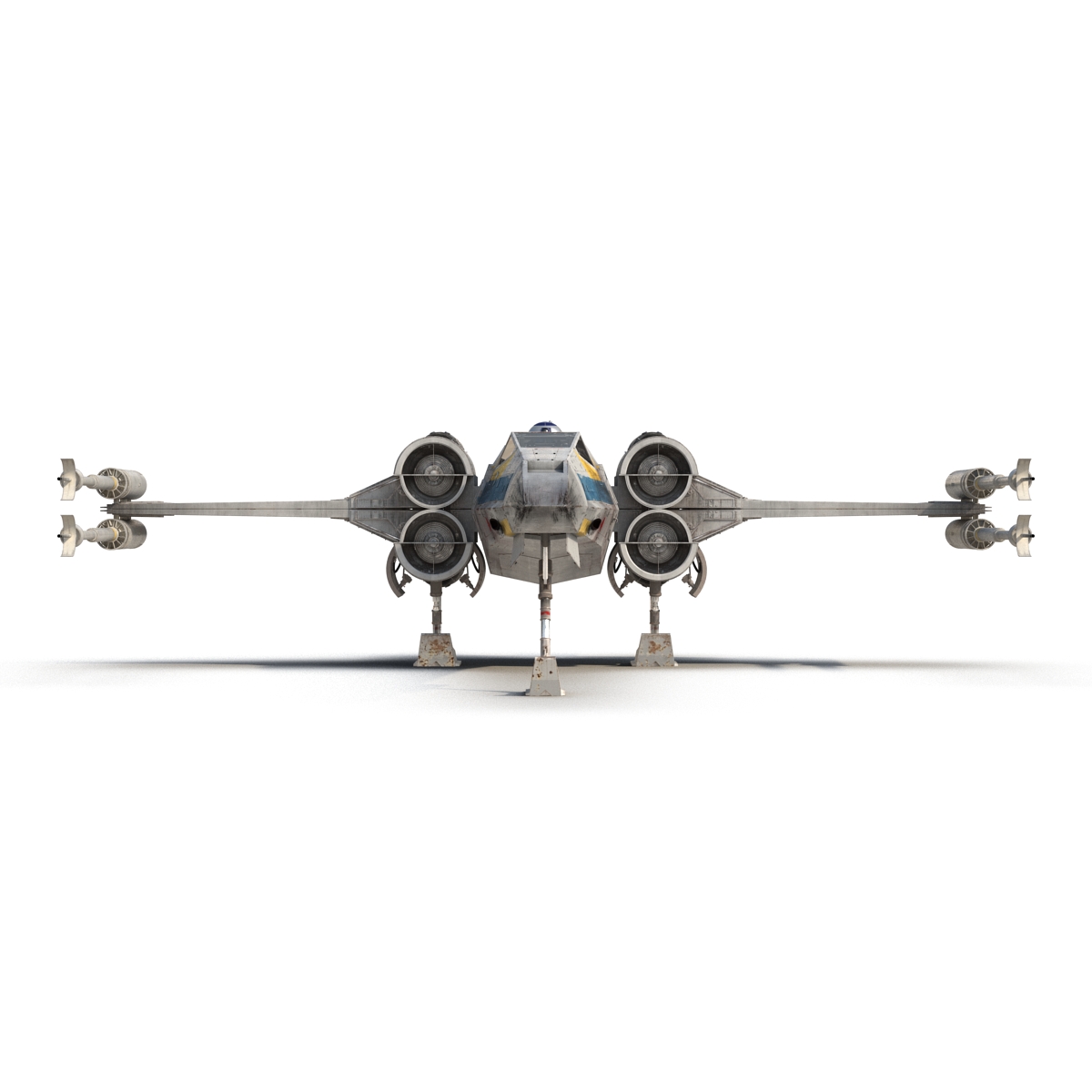 Star Wars X Wing Starfighter and R2D2 Rigged Blue 3D model