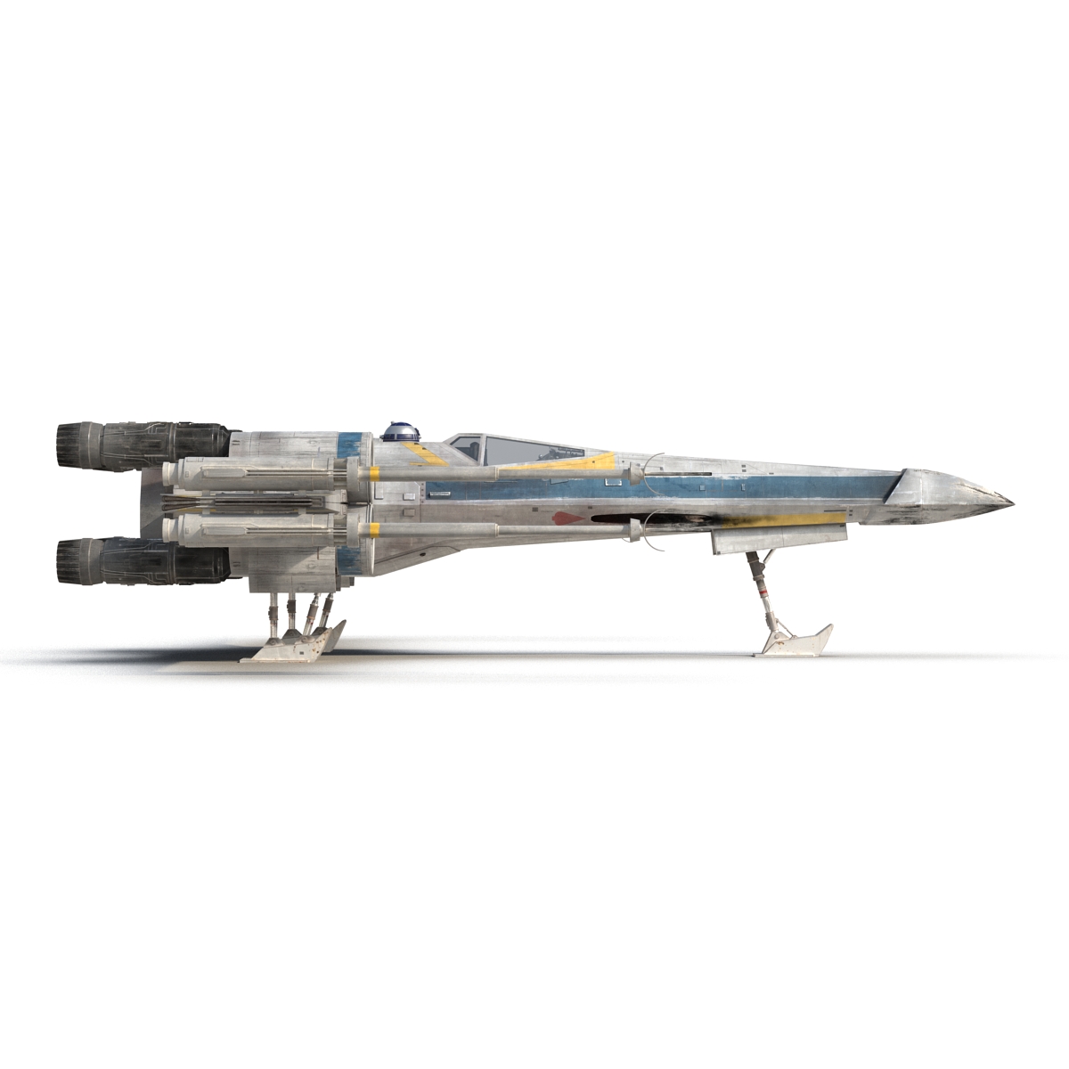 Star Wars X Wing Starfighter and R2D2 Rigged Blue 3D model