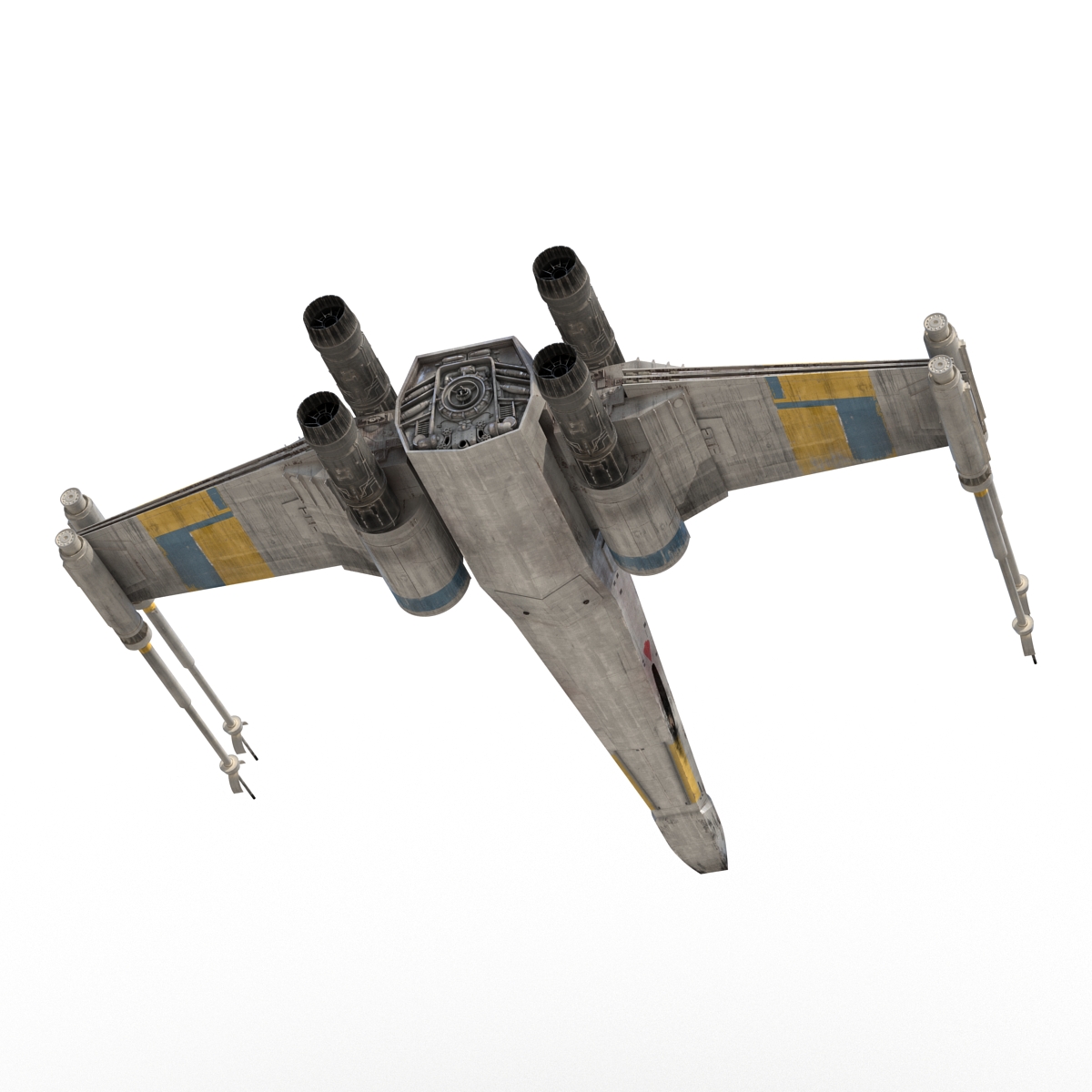 Star Wars X Wing Starfighter and R2D2 Rigged Blue 3D model