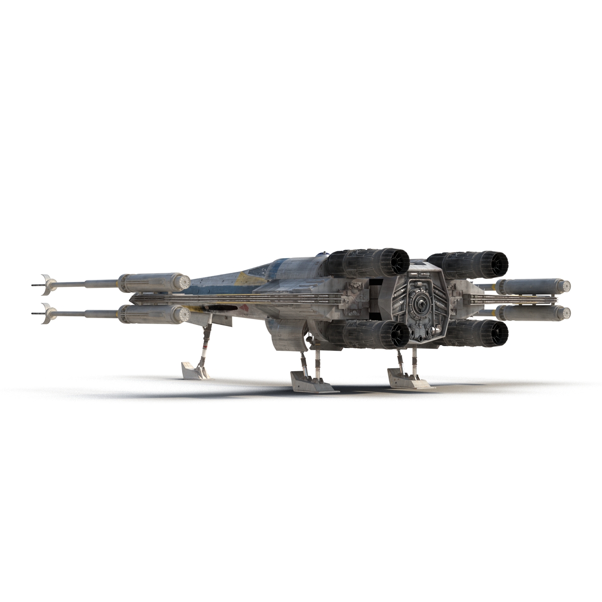 Star Wars X Wing Starfighter and R2D2 Rigged Blue 3D model