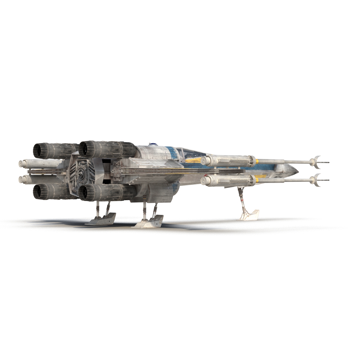 Star Wars X Wing Starfighter and R2D2 Rigged Blue 3D model