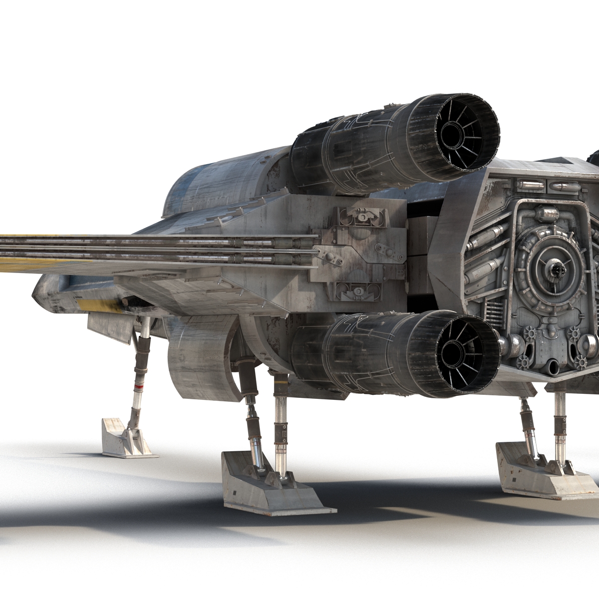 Star Wars X Wing Starfighter and R2D2 Rigged Blue 3D model