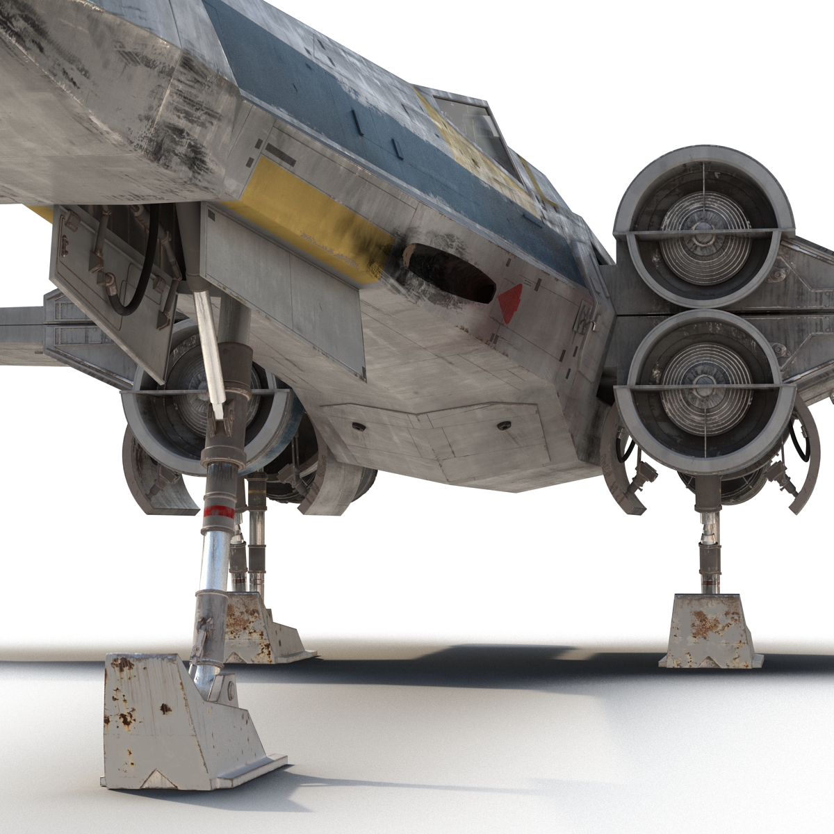 Star Wars X Wing Starfighter and R2D2 Rigged Blue 3D model