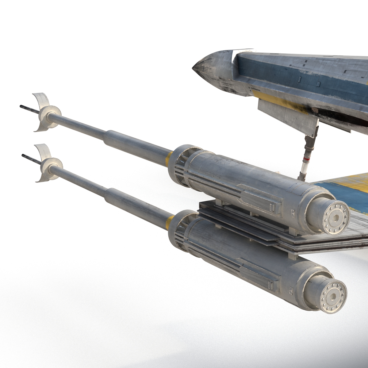 Star Wars X Wing Starfighter and R2D2 Rigged Blue 3D model