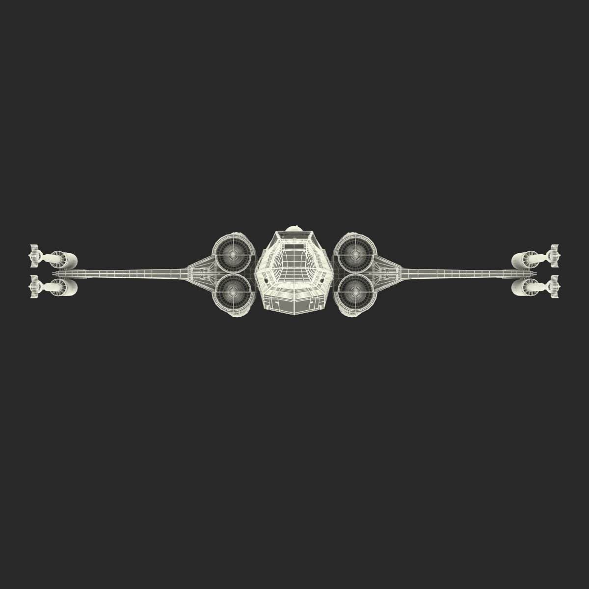 Star Wars X Wing Starfighter and R2D2 Rigged Blue 3D model