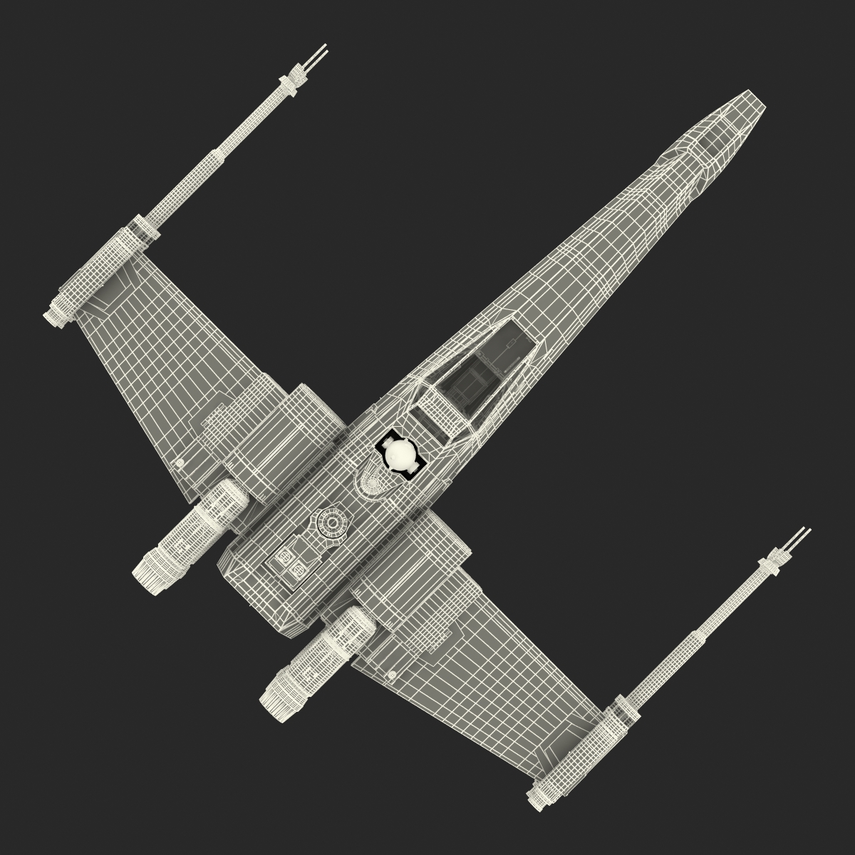 Star Wars X Wing Starfighter and R2D2 Rigged Blue 3D model