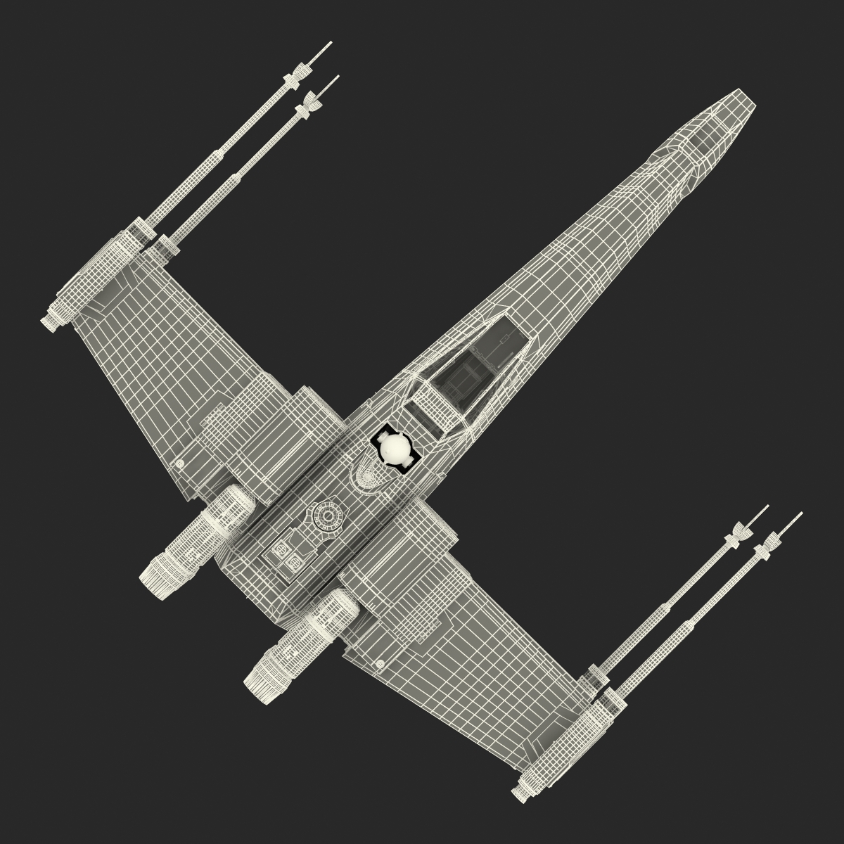 Star Wars X Wing Starfighter and R2D2 Rigged Blue 3D model